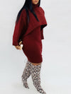 Gorgeousladie Knit Poncho & Sweater Dress Set