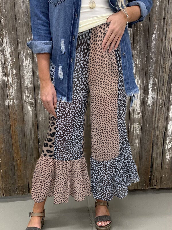 Gorgeousladie Leopard Combo Ruffle Pants