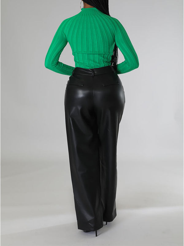 Gorgeousladie Wide-Leg Faux-Leather Pants