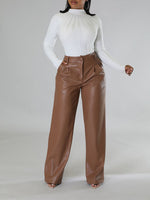 Gorgeousladie Wide-Leg Faux-Leather Pants