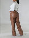 Gorgeousladie Wide-Leg Faux-Leather Pants