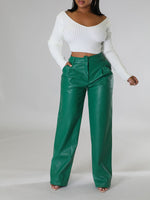 Gorgeousladie Wide-Leg Faux-Leather Pants