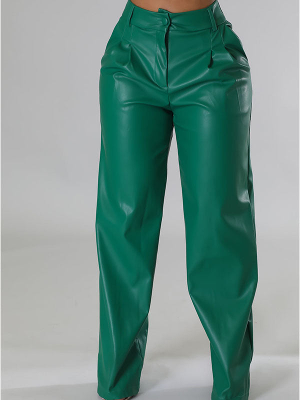 Gorgeousladie Wide-Leg Faux-Leather Pants