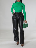 Gorgeousladie Wide-Leg Faux-Leather Pants